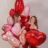 Conjunto de Balões em Formato de Coração 10 Peças para Festa de Aniversário e Dia dos Namorados Balões de Folha de Alumínio em Formato de Coração 18 Polegadas