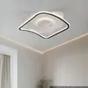 Lámpara de ventilador de dormitorio estilo mediados de siglo, nuevo ventilador de techo oscilante de onda color nogal retro, luminaria integrada para habitación, hierro