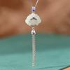 Colgante de jade hetiano de plata S925 con diseño de rey ciervo dorado, elegante anillo de pendientes largos con cierre de loto y cerradura Ruyi, regalo para mujer