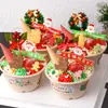 Tazón de Pulpa Navideño Decoración de Pastel Reno Hombre de Jengibre Galleta Feliz Navidad Círculo de Hierba Inserto de Hoja Enchufe