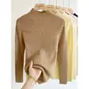 Tejido de cachemira de alta calidad, jersey básico de cuello alto ajustado sin costuras, top de cachemira adelgazante y cómodo
