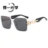 Nuevas Gafas de Sol Metálicas sin Marco con Cadena, Estilo de Lujo Ligero, para Mujer, Gafas de Sol de Alta Gama con Protección UV