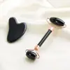 Masajeador de Jade de Doble Cabeza Rodillo Facial de Jade Masajeador Rodillo de Cristal Rosa Masajeador de Salón de Belleza Personalización