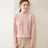 Suéter de Cashmere Gola Alta 2026 Outono/Inverno Novo Malha Sete Fios Fio Duplo Espessado Feminino Flor no Peito Suéter de Cashmere Pulôver