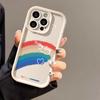 Funda Blanca de Smiley Arcoíris para Teléfono Adecuada para iPhone 17 Pro Max, iPhone 16, Acabado Mate para Apple 14, Premium para 16/15, Gama Alta para 13