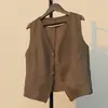 Chaleco Corto de Algodón y Lino Ligero y Moderno para Mujer, Nuevo Top Cardigan sin Mangas Vintage Casual de Capa para Verano para Mujer