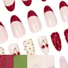 Item de venda quente do comércio exterior 24 peças borda de renda para nail art francesa doce bolinhas cereja versátil curto amêndoa unhas usáveis atacado