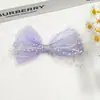 Borla de Perla Iridiscente Red de Princesa Sirena Lazo de Malla DIY Accesorio para el Cabello de Niñas Decoración de Caja de Regalo Adorno de Muñeca Accesorios
