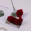 Flores Artificiais com 3 Cabeças, Rosas Diamante, Flores de Seda para Decoração de Casa, Buquês para Mesa de Centro da Sala de Estar, Decorações de Mesa de Jantar, Cenário de Flores Artificiais para Casamento