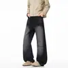 Calça Jeans Desconstruída Plissada Lavada Nova Primavera/Outono 2026 Unissex Solta Retro Desgastada Flare Reta Longa