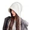 Chapéu de tricô versátil estilo coreano com abas para as orelhas, chapéu de lã estilo japonês com punho pequeno, chapéu quente feminino para outono e inverno, versátil e moderno, com forro de pelúcia