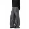 Pantalones de ajuste ceñido estilo americano para hombre en primavera y otoño, pantalones negros versátiles de pierna recta con un look casual de pierna ancha