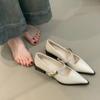 Zapatos de Cuero Simples y Versátiles para Mujer con una Sola Correa, Adecuados para el Trayecto Diario, con Punta Fina y Apertura Baja, Estilo Mary Jane
