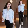 Chaqueta Camisa Delgada de Primavera y Otoño para Mujer, Talla Petite, Moda Casual Coreana Nueva 2026, Top Corto de Manga Larga con Cuello de Solapa