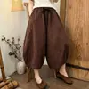 Pantalones de Pierna Ancha de Algodón y Lino de Color Sólido para Mujer Verano Nuevo Sueltos de Ocho Puntos Sueltos Cómodos Adelgazantes Ocultan Defectos Adelgazantes Versátiles