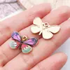 Pendente de Animal Borboleta Esmaltado Colorido Impresso em Liga de Metal Transfronteiriço Acessórios para Pulseira Colar Chaveiro DIY