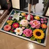 Alfombra Absorbente para Baño de Tierra de Diatomeas con Flores Artificiales en Stock Transfronteriza, Alfombra Decorativa para Entrada del Hogar, Felpudo de Fácil Cuidado