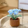 Vaso de flor feito à mão em crochê, vaso de flor de fio de tricô, produto acabado, pequeno ornamento de mesa, presente de feriado para namoradas
