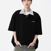 Camiseta de manga corta para hombre de verano, estilo americano, cuello polo, corte holgado, de marca moderna, con un toque de alta gama