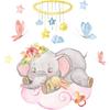 FX-B252 - Adhesivo decorativo para pared, diseño de elefante, nubes y mariposas, para dormitorio infantil, autoadhesivo