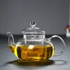 Juego de Té de Vidrio Engrosado Resistente al Calor y a Altas Temperaturas para Uso Doméstico, Tetera de Flores con Filtro, Juego de Té Kung Fu, Tetera para Preparar y Mantener el Té Caliente