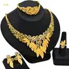Joyería de Dubái chapada en oro de 24k traje de joyería nupcial collar pendientes Oriente Medio Dubái oro joyería de boda juego de cuatro piezas
