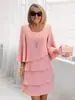 2026 Moda Outono/Primavera para Comércio Exterior da Amazon Europa e América Vestido Bolo Roupas Femininas Temperamento Solto Emagrecedor Vestido Gola Redonda