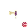Pendientes de Plata de Ley S925 con Incrustaciones de Diamantes Geométricos y Amatista Natural, Clavo para Perforación de Hueso de Oreja de Cabeza Plana, Nuevo Estilo, Más Vendidos, Pendientes de Lujo Ligero