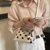 Bolso de Lona Artístico de Lunares Estilo Coreano para Mujer 2026 Nuevo Bolso Trendy de Moda Tipo Dumpling Versátil Bolso de Hombro Cruzado Ins