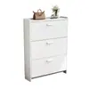 Zapatero ultradelgado de 17 cm para uso doméstico, gabinete moderno y simple de entrada con puerta abatible para pasillos estrechos, zapatero económico, ahorrador de espacio
