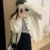 Jaqueta Suéter com Zíper Dongdaemun Coreano para Mulheres, Estilo Coreano de Outono, Cardigan de Tricô Solto e Moderno com Bolsos Versáteis
