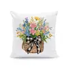 Amazon Cesta de Flores Estilo Pastoral Primavera e Verão Capa de Almofada Floral Almofada de Sofá Tulipa Capa de Almofada Curta de Pelúcia