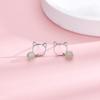 Brincos de Gato Fofo Jade Hetian Elegantes Exquisitos Doce Curto Contas Redondas de Jade Brincos de Gatinho Joias Hanfu Femininas