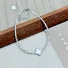 Pulsera de Plata de Ley S925 Plata Triturada Perla de Agua Dulce Barroca Trébol de Cuatro Hojas para Mujer, Pulsera de Lujo Ligero Nicho de Gama Alta
