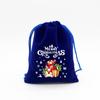 Atacado Sacos de Presente de Doces de Natal Véspera de Natal Embalagem de Maçã Saco de Armazenamento Azul Royal Tecido Flocado Cordão Aba Bolso Calças