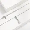 Collar con Colgante de Gota de Agua y Borla de Cobre Blanco Chapado en Oro y Diamante Moissanita Popular Transfronterizo, Cadena para Clavícula de Moda de Lujo Ligero para Mujer