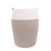 Cesta de almacenamiento de cuerda de algodón con forma especial y asa oculta, original, de algodón blanco y lino, plegable.
