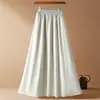 Falda Midi Blanca de Lino y Algodón de Alta Calidad para Mujer Estilo Nuevo Primavera Verano Falda Larga Holgada Acampanada