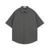 Camisa de manga corta unisex de algodón puro con solapa, estilo japonés, retro, color sólido, informal, holgada y combinable para parejas, verano 2025