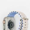 Para Apple Watch Ultra 8ª Geração Pulseira Marinha Bicolor 49mm Relógio de Silicone com Anel Duplo