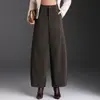 Otoño/Invierno 2026 Nuevos Pantalones de Pierna Ancha Scimitar de Chenilla para Mujer de Cintura Alta Sueltos Acortados Pantalones de Pierna Ancha de Moda Adelgazantes