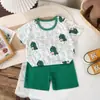 Conjunto Infantil de Manga Curta Algodão Puro Verão Bebê Menino Roupa de Casa Roupas Meninas Pijama Camiseta Roupa Infantil Atacado