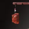 Peine de Masaje Meridianos Tallado de Sándalo Verde, Artesanía de Madera para Mujeres, Peine de Bolsillo Portátil Estilo Antiguo, Colgante de Paisaje, Accesorio para Bolso