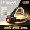 Linterna frontal T6 Transfronteriza con Zoom Extensible, Linterna frontal de Luz Fuerte para Montar en la Cabeza, Luz para Pesca, Linterna Frontal Recargable por USB Venta al por Mayor