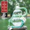 Botella de Vidrio para Té y Bebidas con Forma de Calabaza al por Mayor para Fabricantes, con Asa y Correa, Botella de Agua Estilo Chino, Botella para Bebidas de Jugos, Xunda Glass