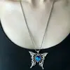Colar com Pingente Olho do Diabo de Design de Nicho Novo para Exportação Europeia e Americana, Estilo Gótico, Borboleta, Aço Inoxidável