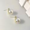 Aretes con Incrustaciones de Zircón Aretes Retro Franceses Aretes de Aguja de Plata para Mujer Aretes de Perlas Blancas Brillantes Aretes
