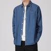 Camisa de Mezclilla para Hombre LKTM Nueva para Otoño e Invierno Manga Larga Holgada Vintage Japonés Ropa de Trabajo Chaqueta Camisa Casual