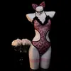 Dormila Dulce Gatito Sexy Sirvienta Cos Uniforme Traje Transparente Estampado de Leopardo Puro Deseo Pijama Qqny