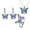Comercio exterior el collar más vendido anillo de mariposa con gota de pegamento de siete colores pendientes de pintura esmaltada traje de colgante para banquete europeo y americano